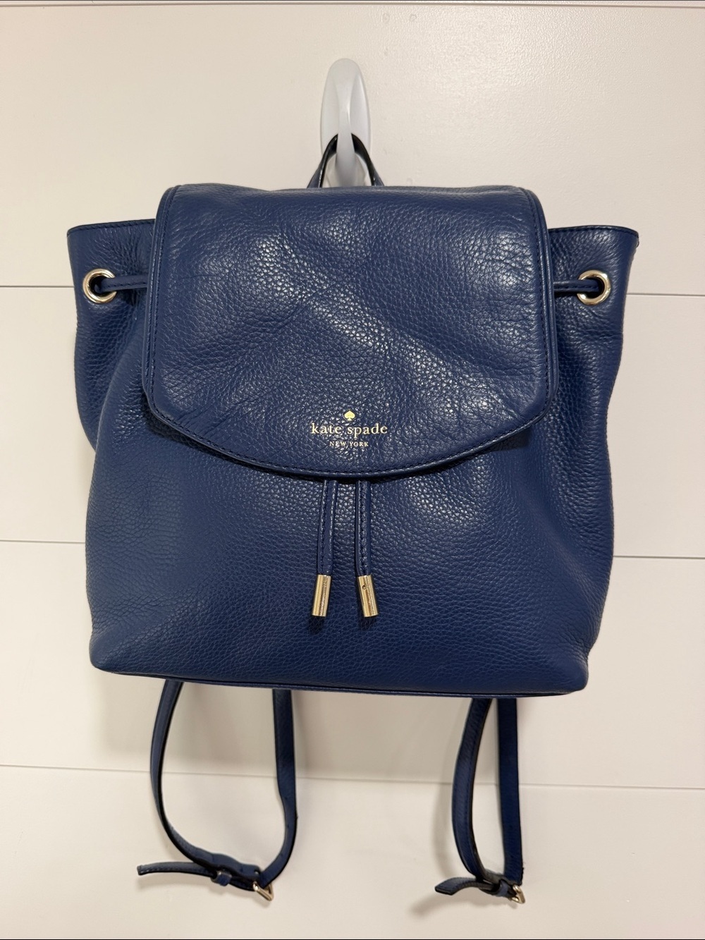 KATE SPADE Mulberry Street Small Breezy Blue Pebbled Leather Backpack WKRU3939